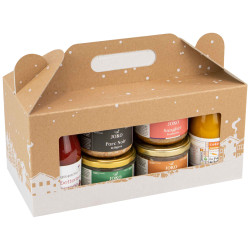 Box carton rectangulaire a fenetre Hiver enneige 32x15x15cm 