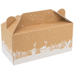 Box carton rectangulaire a fenetre Hiver enneige 32x15x15cm 