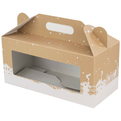 Box carton rectangulaire a fenetre Hiver enneige 32x15x15cm 