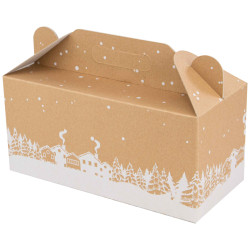 Box carton rectangulaire a fenetre Hiver enneige 32x15x15cm 