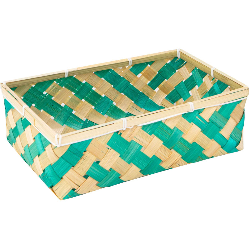 Corbeille Bambou Rectangulaire Vert Verde 30x20x10 cm