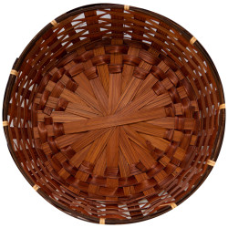 Corbeille Bambou Ronde Marron Rustique 30x9cm 