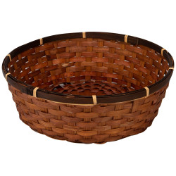 Corbeille Ronde Bambou Marron Rustique 34x11cm