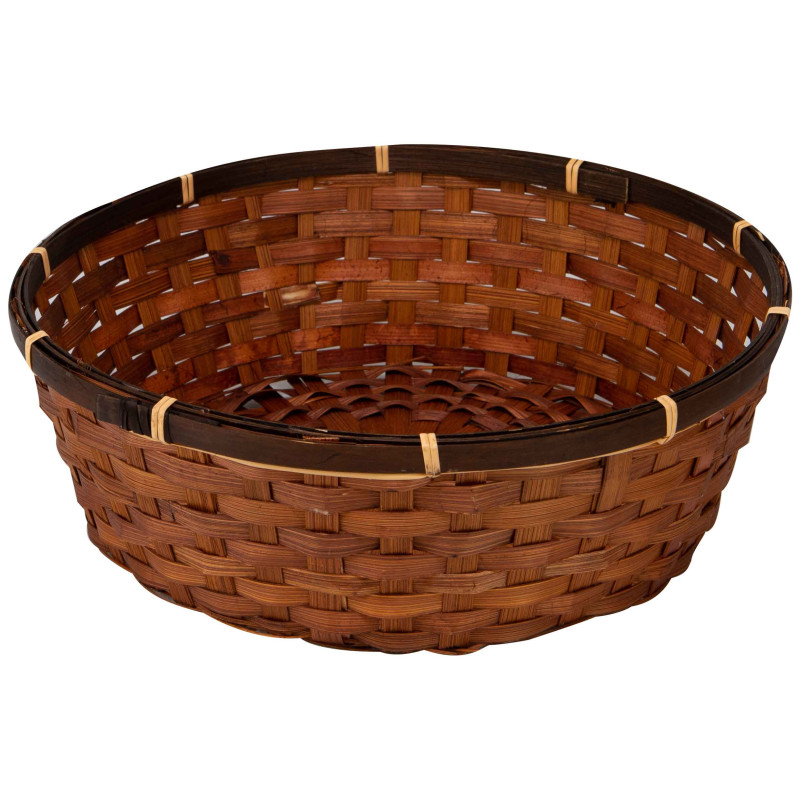 Corbeille Ronde Bambou Marron Rustique 34x11cm