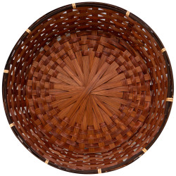 Corbeille Ronde Bambou Marron Rustique 34x11cm