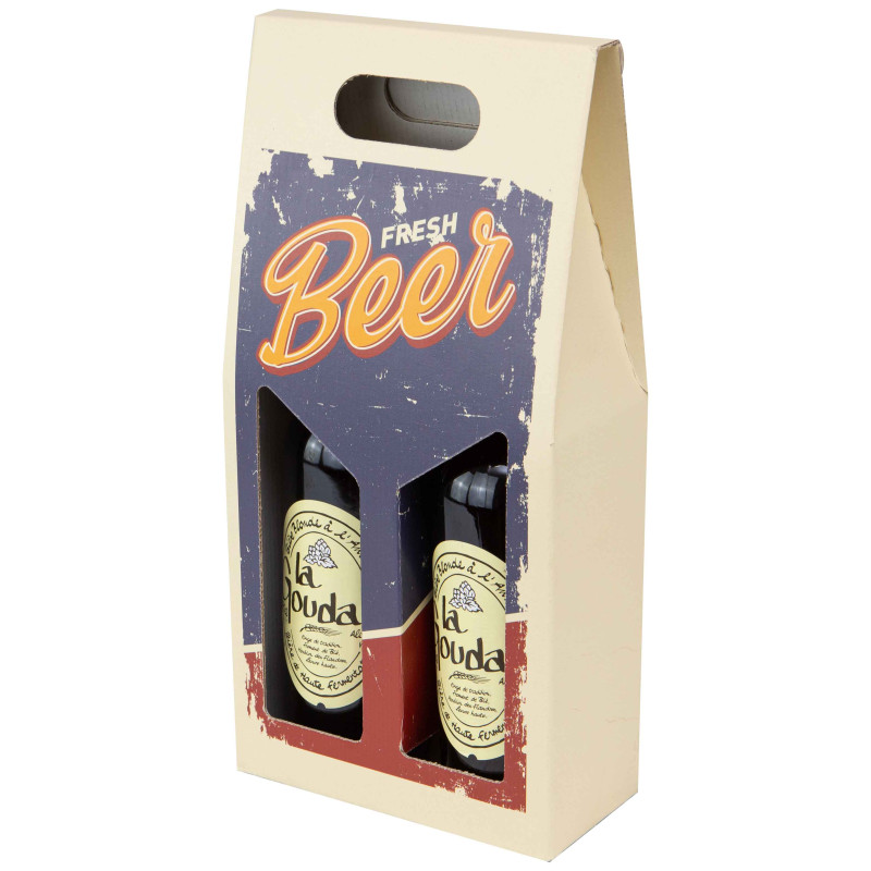 Boîtes Cadeau Porte-bouteilles Noël - Carton Solide - 1, 2 Ou 3 Bouteilles - Motif Joyeux Noël