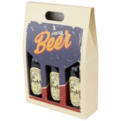 Porte-bouteilles Carton Rectangle Beige Fresh Beer 27x9x38cm