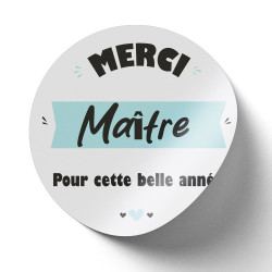Sticker Rond Blanc Merci Maitre 4cm - lot de 500 