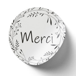 Sticker Rond blanc 'Merci' Diametre 4cm - lot de 500 