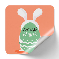 Sticker Rectangulaire Joyeuses Paques 4x3,5 cm - Lot de 500