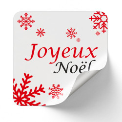 Sticker Rectangulaire Blanc Joyeux Noel 4x3,5 cm