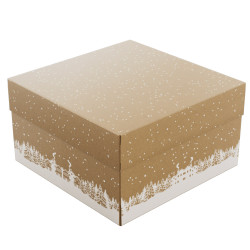 Boite carton carree Hiver enneige 27,5x27,5x15,5cm