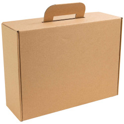 Valisette carton rectangulaire marron kraft 34,5x22x12 cm