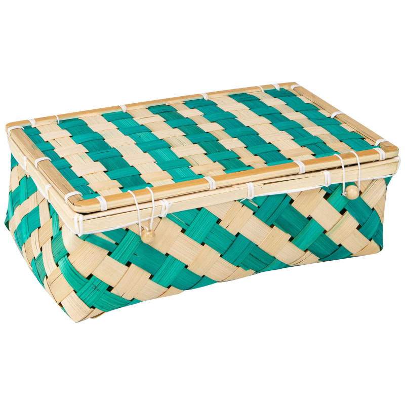 Coffret Bambou Rectangulaire Vert Verde 33x22x11cm