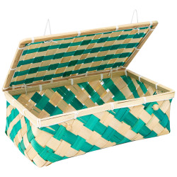 Coffret Bambou Rectangulaire Vert Verde 33x22x11cm