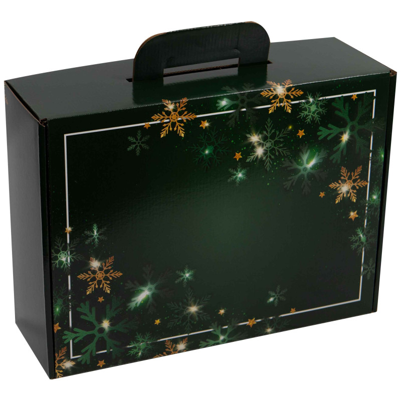 Valisette carton rectangulaire Noel Verdoyant 36,5x27x12cm