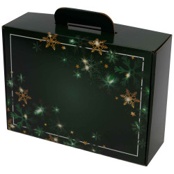 Valisette carton rectangulaire Noel Verdoyant 36,5x27x12cm