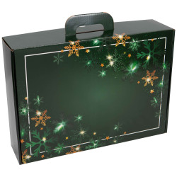 Valisette carton rectangulaire Noel Verdoyant 49x35x13cm