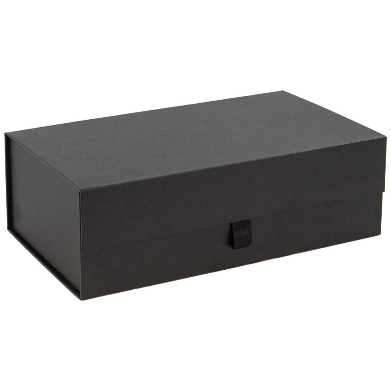 Boite carton aimantee noir cuir Indispensable 32x18x10cm