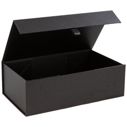 Boite carton aimantee noir cuir Indispensable 32x18x10cm