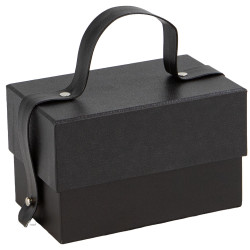 Boite carton poignee noir cuir Indispensable 14,5x9x9cm 
