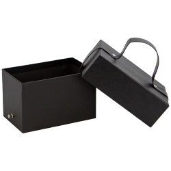 Boite carton poignee noir cuir Indispensable 14,5x9x9cm 