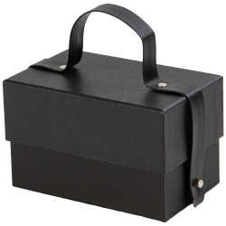 Boite carton poignee noir cuir Indispensable 14,5x9x9cm 