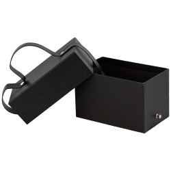 Boite carton poignee noir cuir Indispensable 14,5x9x9cm 
