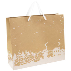 Sac carton rectangulaire Hiver enneige 32x12x38cm