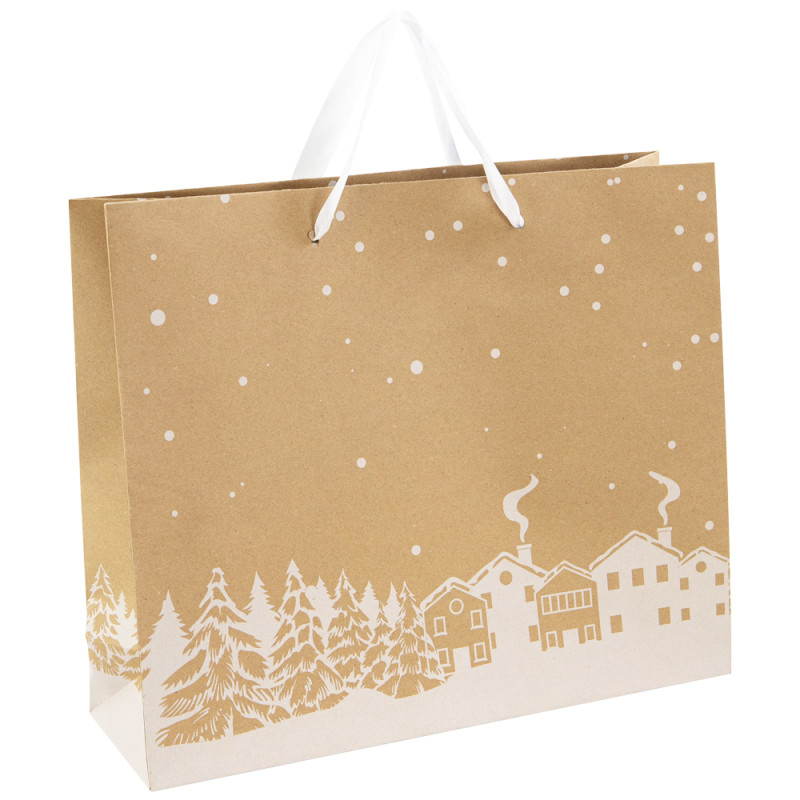 Sac carton rectangulaire Hiver enneige 32x12x38cm