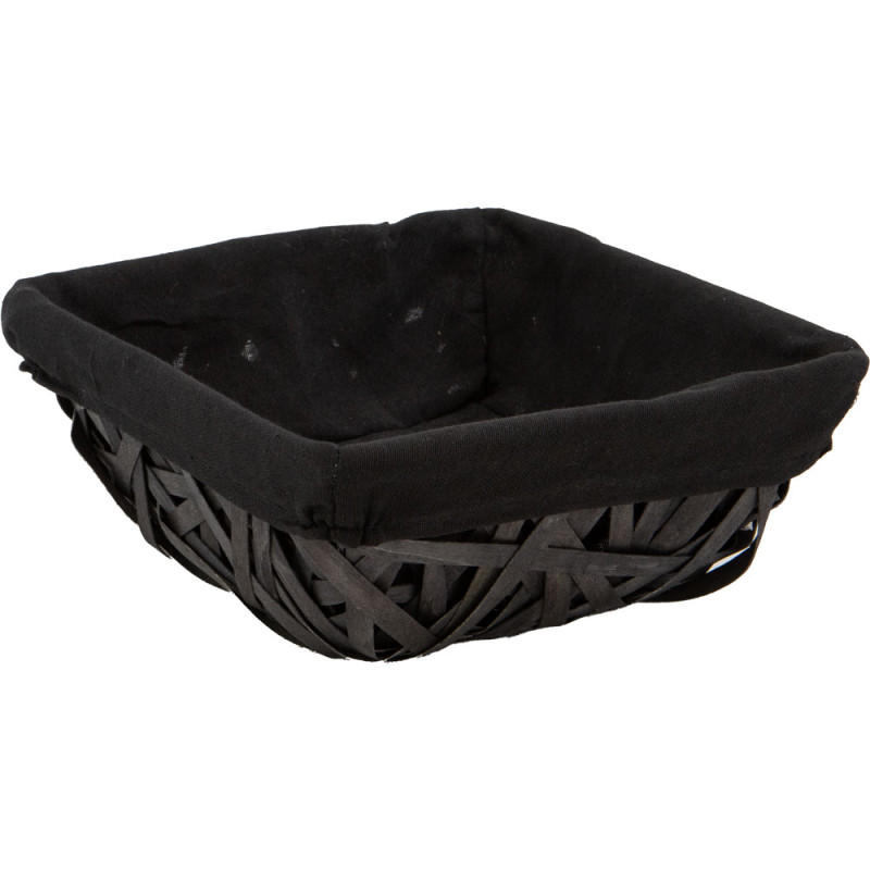 Corbeille en osier bois noir double tissu noir