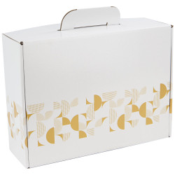 Valisette Carton rectangulaire Blanc Eclat d'Or 36,5x27x12cm