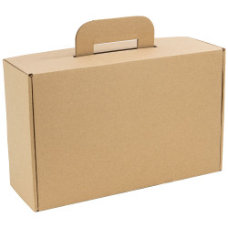 Valisette carton rectangulaire marron kraft 34,5x22x12 cm