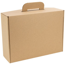 Valisette carton rectangulaire marron Kraft 36,5x27x12 cm