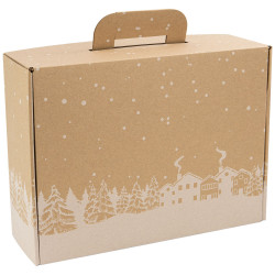 Valisette carton rectangulaire Hiver enneige 36,5x27x12cm