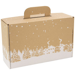 Valisette carton rectangulaire Hiver enneige 34,5x22x12 cm