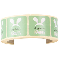 Sticker Rectangulaire Joyeuses Paques 4x3,5cm - Lot de 500