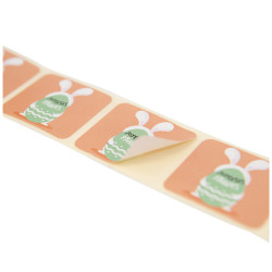 Sticker Rectangulaire Joyeuses Paques 4x3,5 cm - Lot de 500
