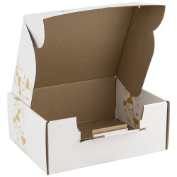 Valisette Carton Rectangulaire Blanc Eclat d'Or 25x19x10cm