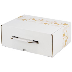 Valisette Carton Rectangulaire Blanc Eclat d'Or 25x19x10cm