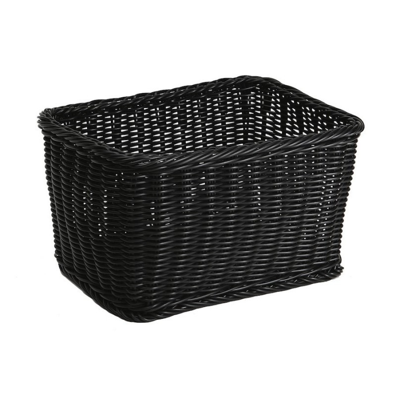 Meuble Bas Rectangulaire En Plastique Style Rotin - Noir - 65x45x88 Cm