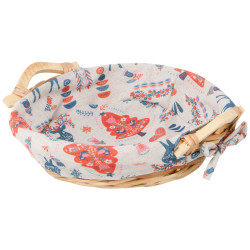 Corbeille osier/tissu ronde Scandinave 25x6 cm