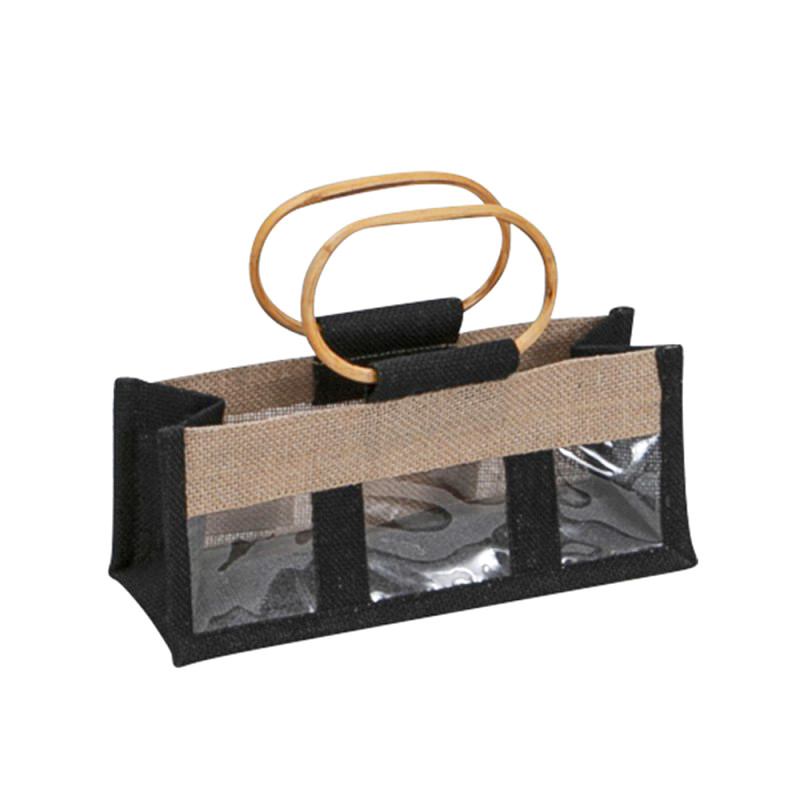 Double Sac à Vin En Feutre Avec Fenêtre - Sac Cadeau Réutilisable, Poignée, 33,5x16,3x7,5 Cm, Idéal Fêtes, Voyages