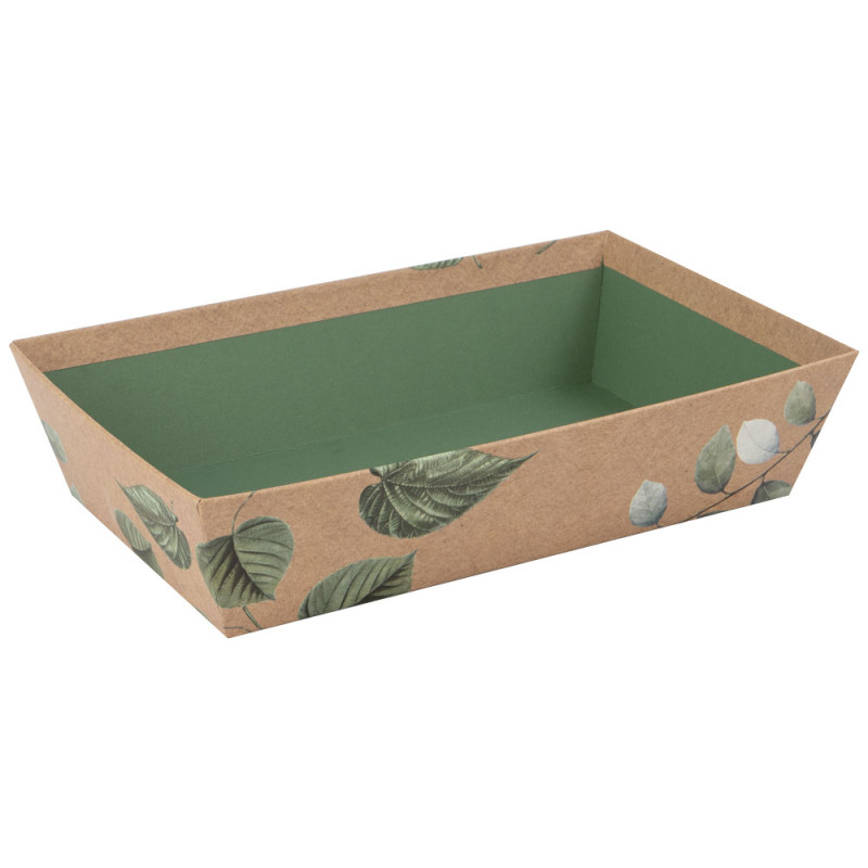 Corbeille carton rectangulaire marron 33x20x7cm Vegetale