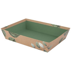 Corbeille carton rectangulaire marron 36x27x7cm Vegetale