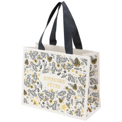 Sac carton rectangulaire blanc 22x10x18cm Joyeuses fetes