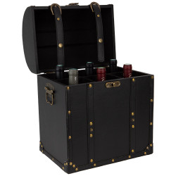 Coffret bois simili noir sans separation  32x22x39,5/42 cm