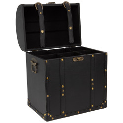 Coffret bois simili noir sans separation  32x22x39,5/42 cm