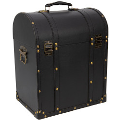 Coffret bois simili noir sans separation  32x22x39,5/42 cm