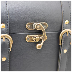 Coffret bois simili noir sans separation  32x22x39,5/42 cm